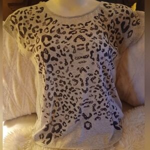 APT 9 Gray And Black Cheetah Print blouse